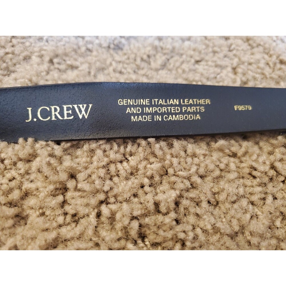 J.Crew Women's Black Italian Leather Belt Gold Tone Buckle F9579 - Picture 3 of 5